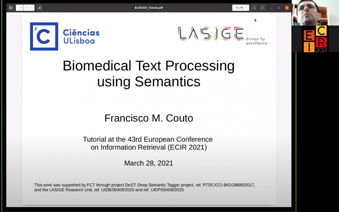Francisco M. Couto tutorial on biomedical text processing at ECIR 2021