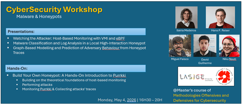 Cybersecurity Workshop – Malware & Honeypots, a LASIGE and Reykjavik University (Iceland) collaboration